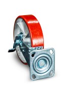 Колесо большегрузное поворотное SCpb 80 200 мм полиуретановое с тормозом (N)