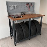 Верстак Standart с оцинкованной столешницей и траверсами для хранения колёс